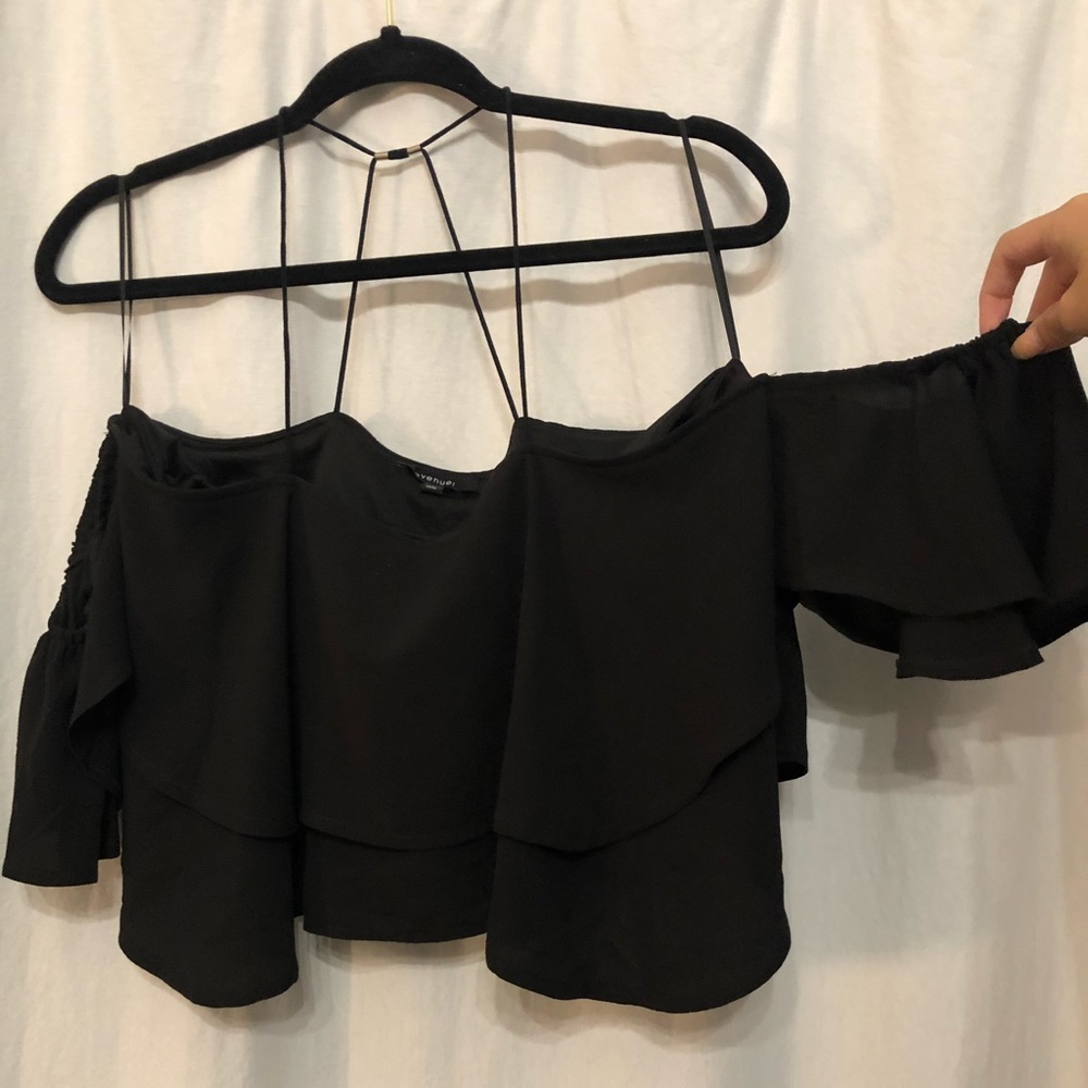 Black ruffle top